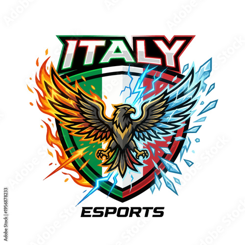 Italy esports logo with eagle emblem.