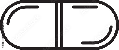 Black and white capsule pill vector icon symbolizing pharmaceutical medicine drug treatment and healthcare medication for clinical therapy and patient care