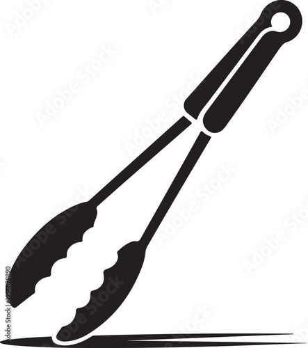 Kitchen tongs silhouette icon for cooking and food serving design