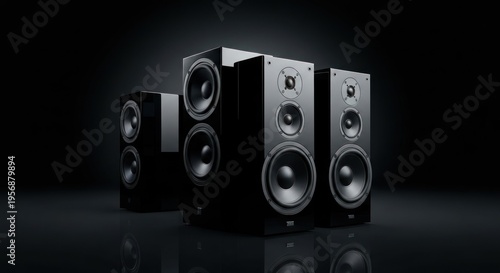 Elegant Black Speakers - High-Quality Audio Equipment for Home Entertainment.