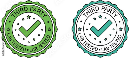 Third Party Lab Tested Stamp Badge Icon Set for Quality Assurance and Product Safety Certification