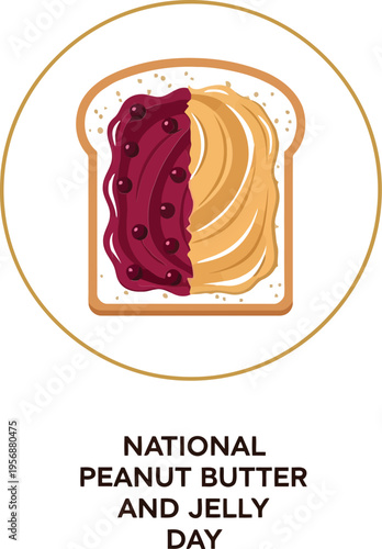National Peanut Butter and Jelly Day Illustration with Toast Bread Spread Icon for Food Design