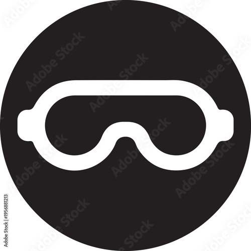 Safety goggles silhouette icon for eye protection and industrial use