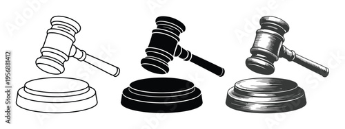 Gavel and Sound Block Vector Illustration