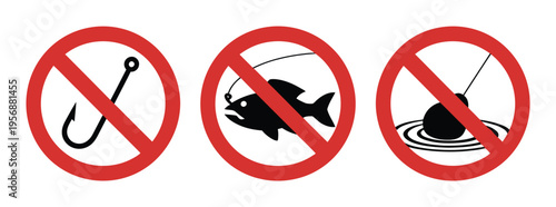 No Fishing Signs Vector Illustration