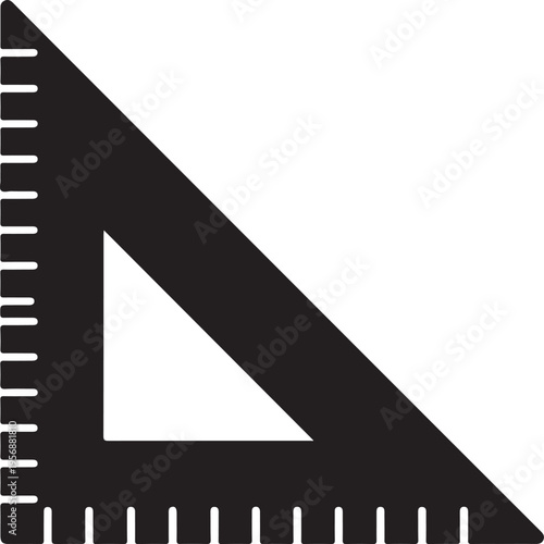 Triangle ruler silhouette icon for measurement and drafting design projects