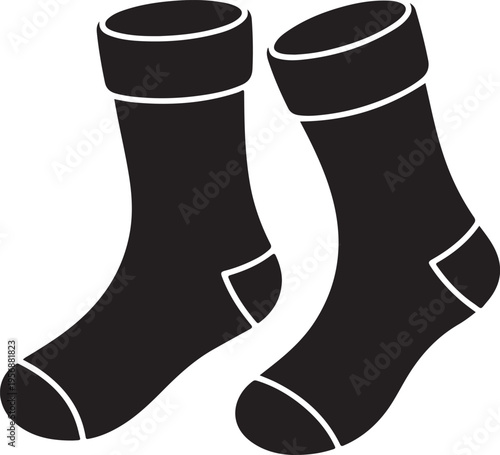 Warm winter socks silhouette icon for clothing and seasonal fashion design