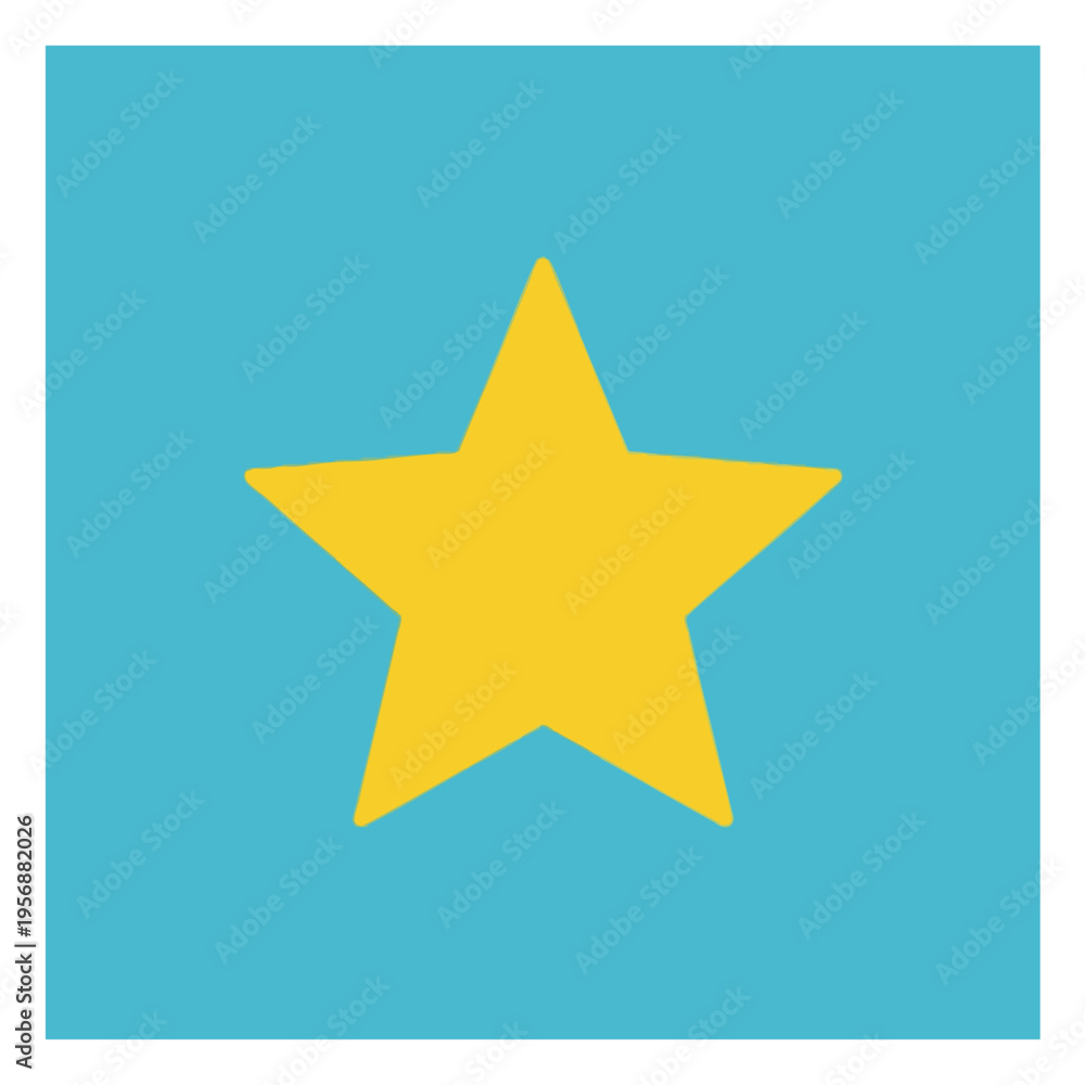 Obraz premium A single, bright yellow five-pointed star centered on a turquoise background