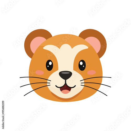 Cartoon hamster face with whiskers.