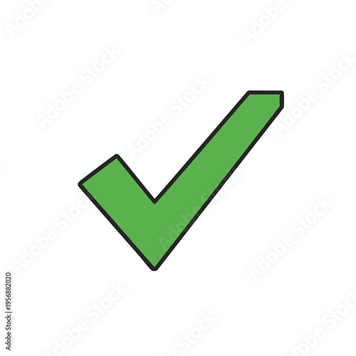 A simple, bold, green checkmark symbol on a white background