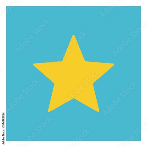 A single, bright yellow five-pointed star centered on a turquoise background