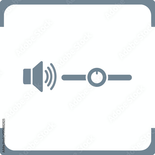 A minimalist grey icon showing a speaker and a volume slider control