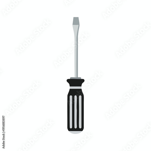 A simple illustration of a flat-head screwdriver against a white background