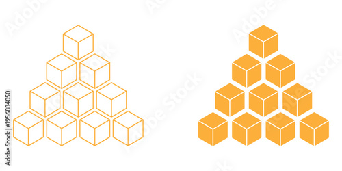 Set of cube icons flat and thin stroke vector. Vector box of square hexagon Stacked together. Sugar Cubes Icon Signs Vector Design. Ice Dice Symbol. eps 10