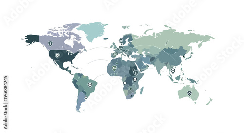 A colorful, shaded world map highlighting various countries on a clean white background for International Day of Mathematics