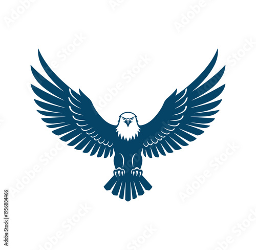 A majestic eagle with wings spread wide in a powerful stance