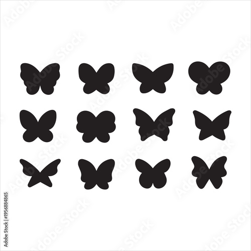 Butterfly silhouette set. Simple vector butterfly icon set.