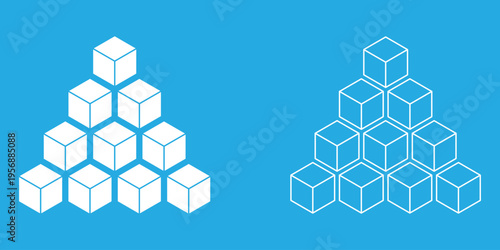 Set of cube icons flat and thin stroke vector. Vector box of square hexagon Stacked together. Sugar Cubes Icon Signs Vector Design. Ice Dice Symbol. eps 10