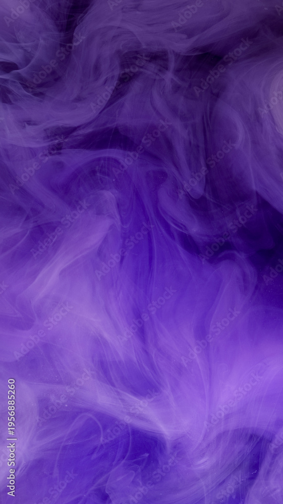 Fototapeta premium Ink drop splash. Fume water texture. Blur purple blue color wet cloud vapor underwater pigment acrylic fog on abstract background.
