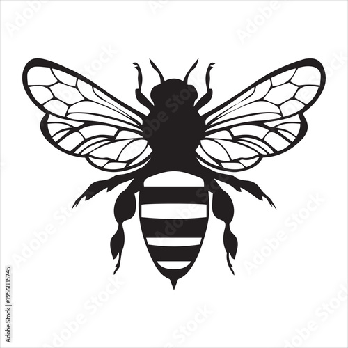 Honey Bee icon, honey bee silhouette on white background