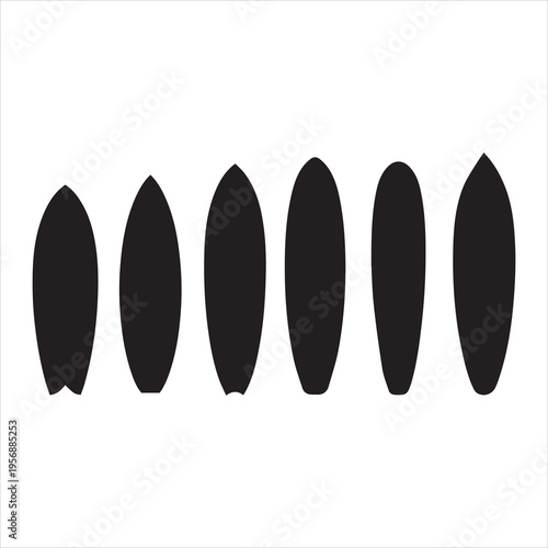 Set of Black Silhouettes Surfboards Vector