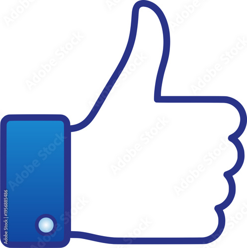 Modern vector graphic featuring a blue thumb up gesture, ideal for conveying approval, appreciation, and positive social interactions, similar to a digital 'like' button