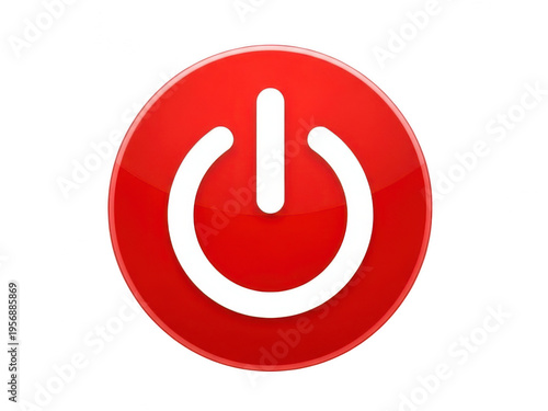 Red power button icon isolated on transparent background
