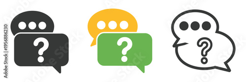 Survey Chat Bubble Icon, vector chat bubble with question mark symbol, representing communication, inquiry, help, online support, customer assistance concept, clean modern design.