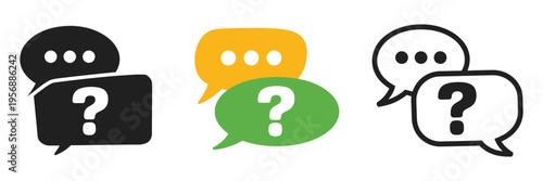 Survey Chat Bubble Icon, vector chat bubble with question mark symbol, representing communication, inquiry, help, online support, customer assistance concept, clean modern design.