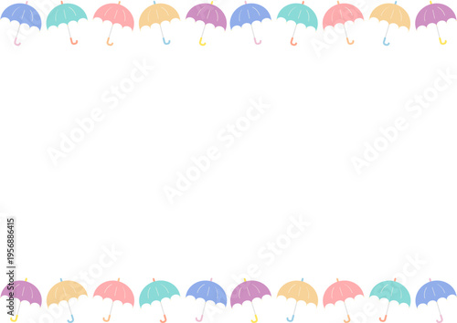 カラフルな傘のフレームイラスト｜雨・天気・梅雨・防水・生活用品のベクターイラスト
