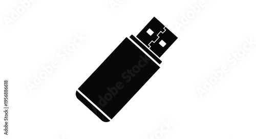 Simple black and white illustration of a standard usb flash drive
