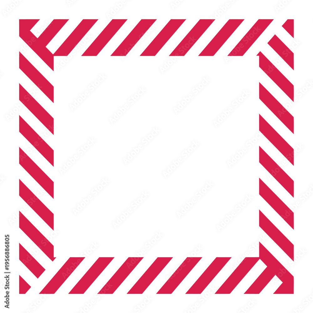 Fototapeta premium Red Diagonal Striped Border Frame Vector Illustration