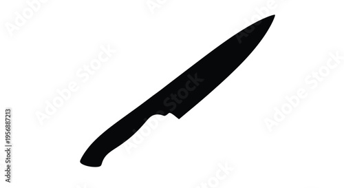A sharp kitchen knife presented in a stark black silhouette