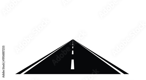 A long straight road stretching into the distance a dark silhouette