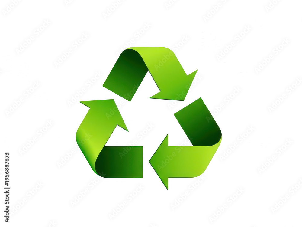 Fototapeta premium Green recycling symbol isolated on transparent background