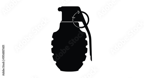 Detailed black silhouette of a hand grenade weapon design silhouette