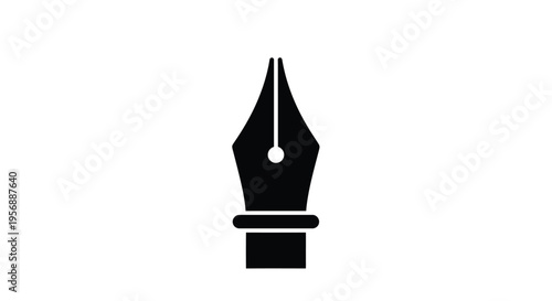 Simple black silhouette of a fountain pen nib on a white background