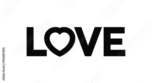 The word love is displayed with a heart replacing the o silhouette