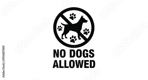 No dogs allowed sign with a dog paw print and dog silhouette
