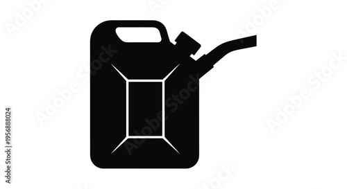 Black silhouette of a portable fuel can with a dispensing spout