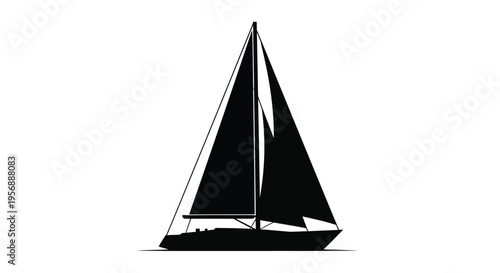 Elegant sailboat graphic with sharply defined lines a striking silhouette