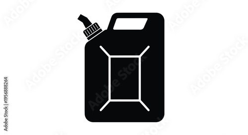 Simple black silhouette of a plastic gasoline or fuel container with handle
