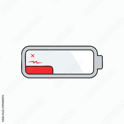 Low battery indicator, red warning symbol, and charge level