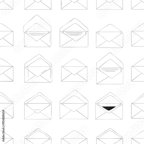 A repeating pattern of sketched envelopes, some open, some closed