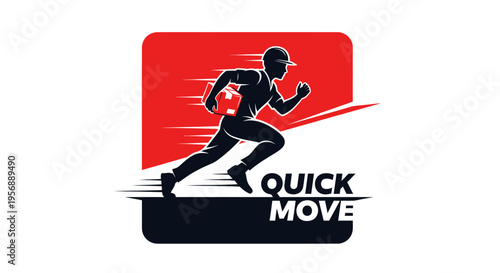 Dynamic American Football Player in Motion Quick Move Logo.