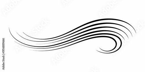 Abstract black lines forming a curved swoosh like design on white