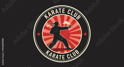 Karate Club Emblem Featuring a Martial Artist in Action.