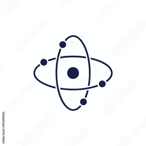 Simple stylized atom symbol with central nucleus and orbiting electrons