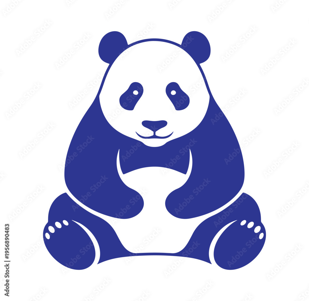 Naklejka premium Blue panda bear sitting with a smile on its face looking cute and friendly