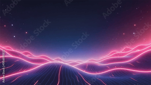 Neon pink light trails on dark background vector